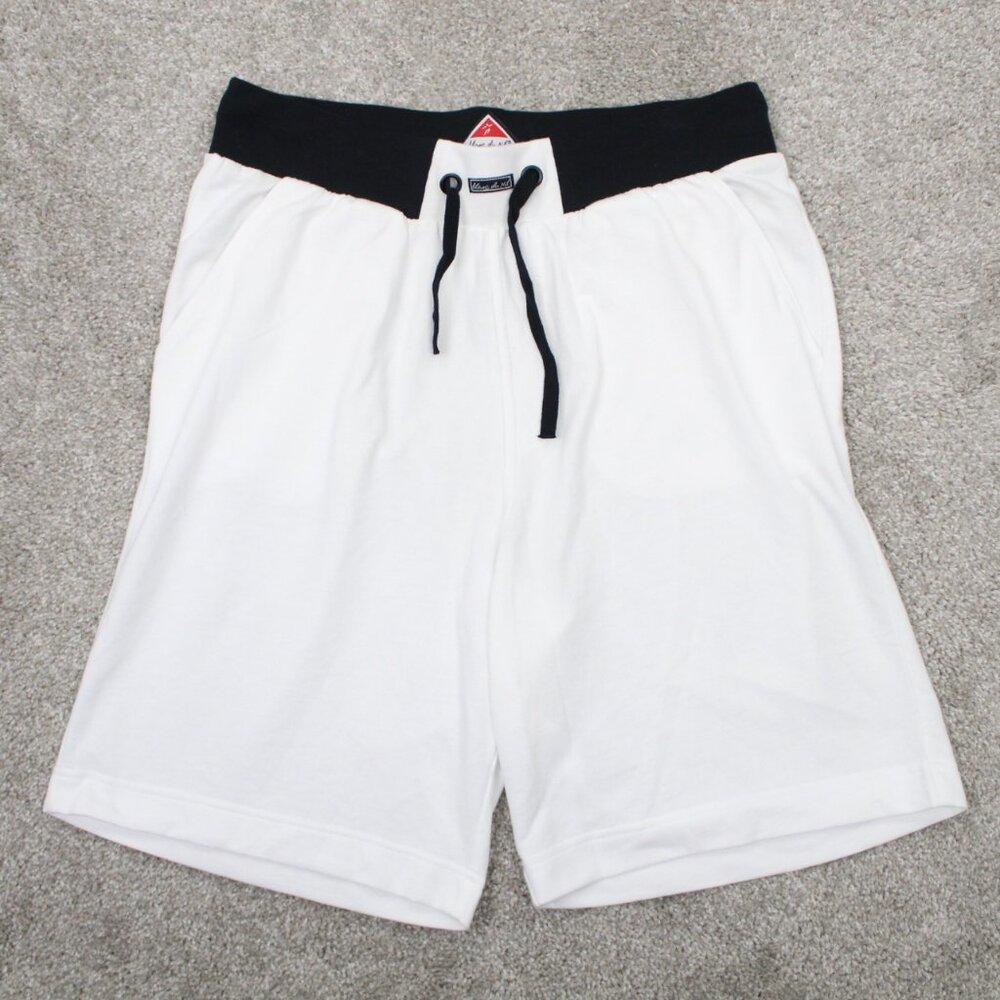 Blanc Du Nil Sport Shorts Mens XL White Drawstring Athleisure w/ 8" inseam